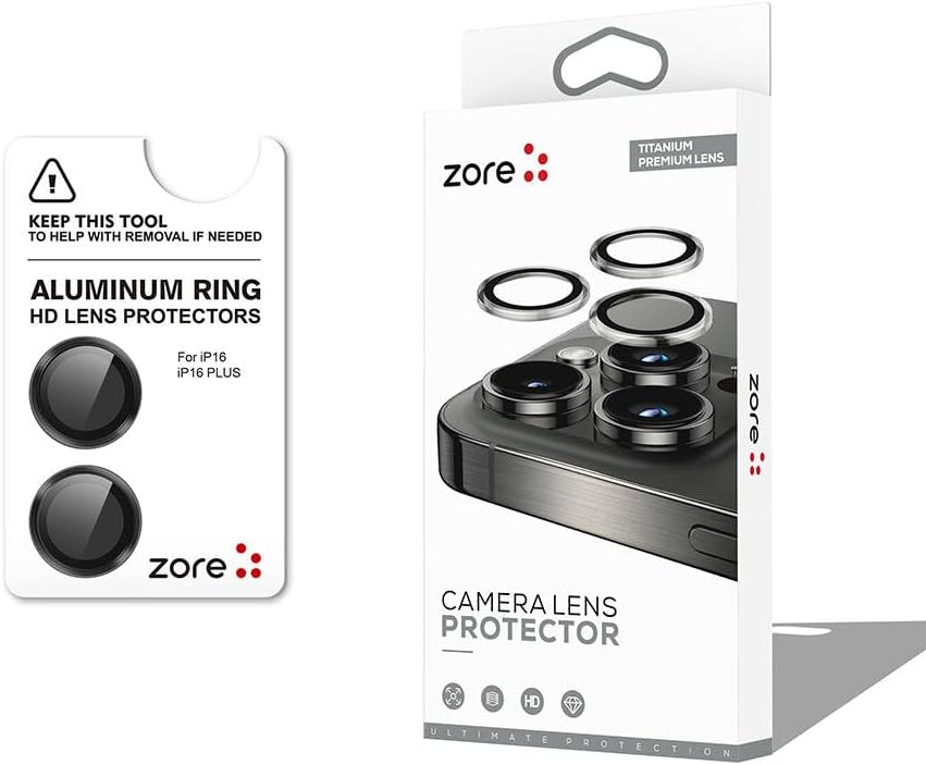 ZORE İle Uyumlu 16 16 Plus CL-12 Premium Safir Parmak İzi Bırakmayan Anti-Reflective Kamera Lens Koruyucu Siyah