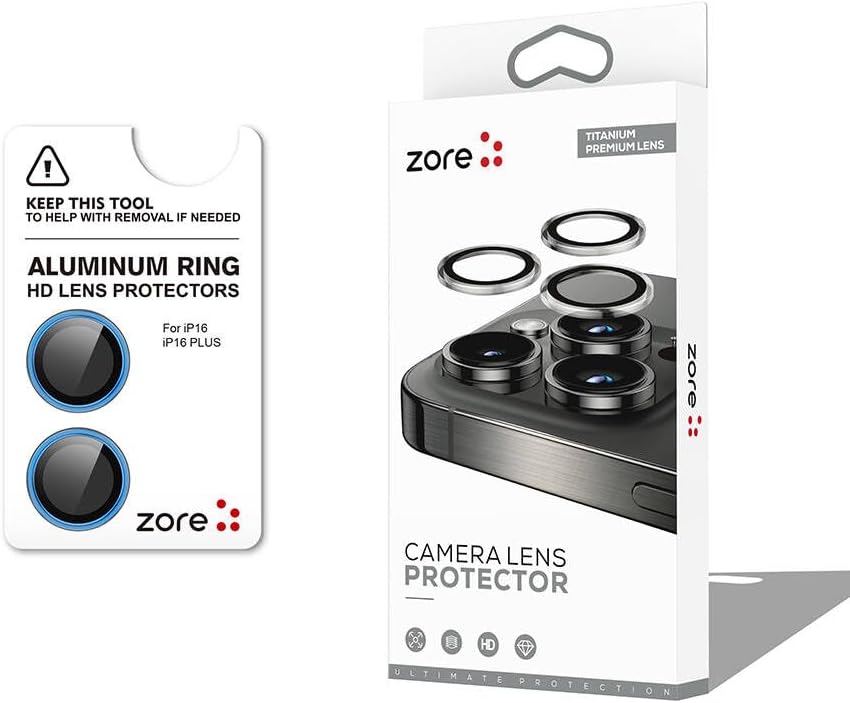 ZORE İle Uyumlu 16 16 Plus CL-12 Premium Safir Parmak İzi Bırakmayan Anti-Reflective Kamera Lens Koruyucu Mavi Açık