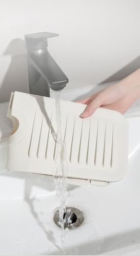 Krem Elastik Musluk Matı Su Tutucu Düzenleyici Kaydırmaz Taban Organizer Mutfak Banyo Lavabo