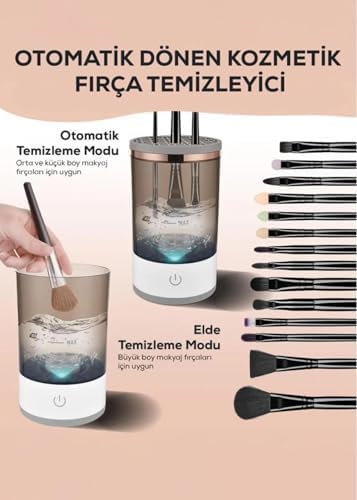 Otomatik Makyaj Fırçası Temizleyici - Derinlemesine Temizlik ve Hijyen İçin USB Bağlantılı Fırça Temizleme Makinesi
