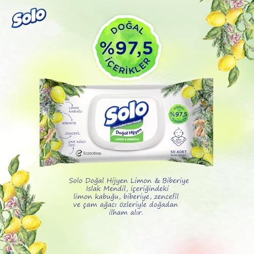 SOLO Doğal Hijyen Islak Mendil Limon & Biberiye 3x50