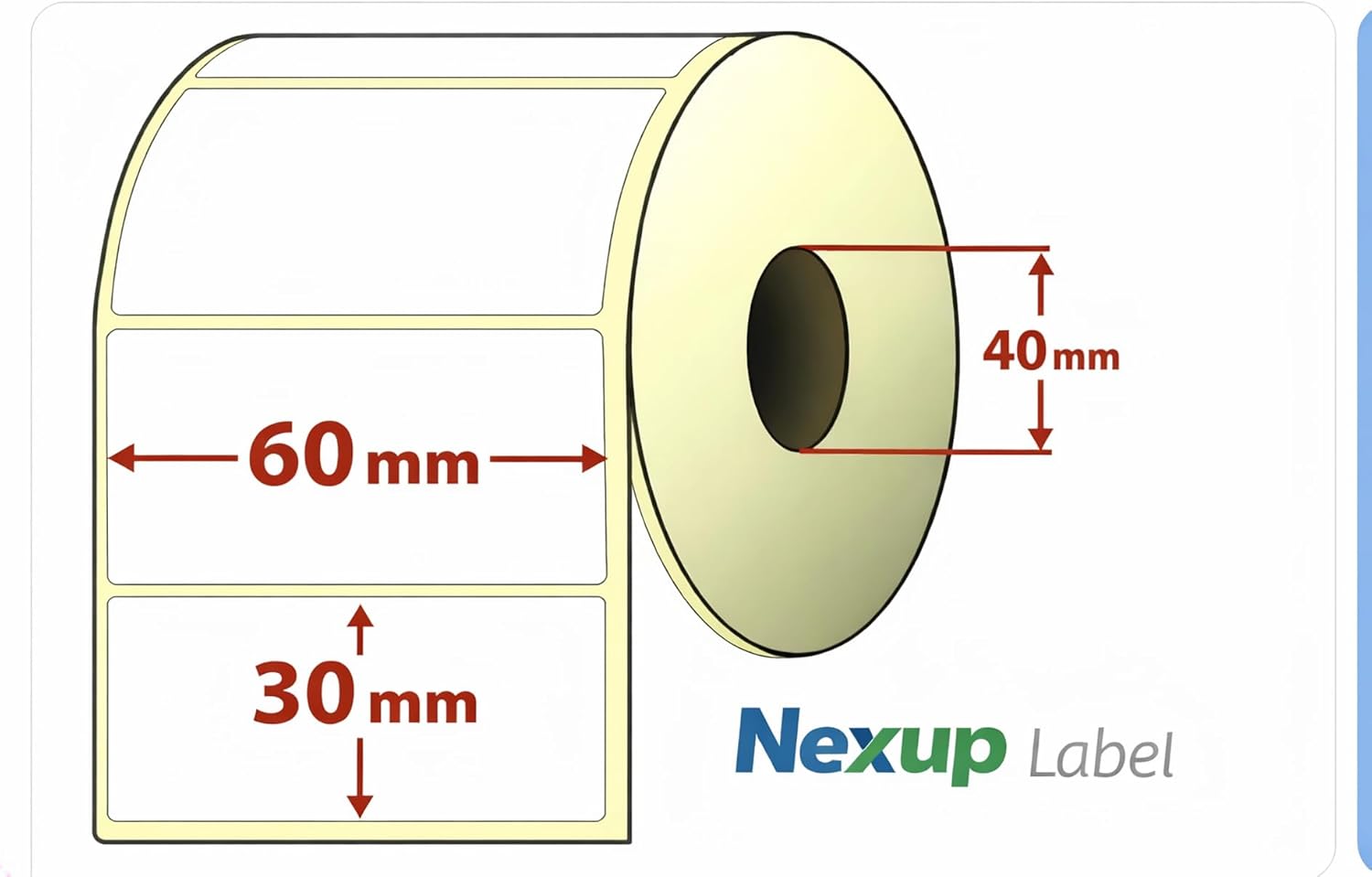 Alternative view of 60x30 mm Termal Etiket, Barkod/Adres/Kargo Termal Etiketleri, Zebra ve Diğer Yazıcılarla Uyumlu