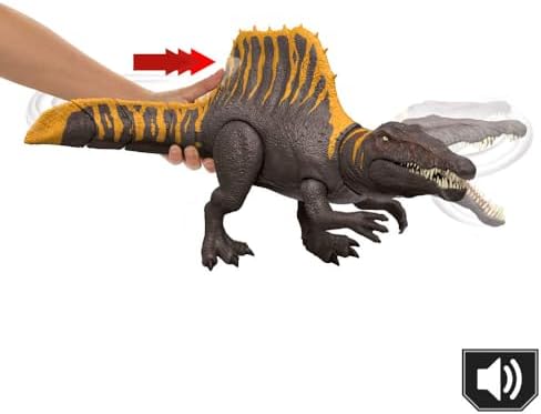Mattel World Rebirth dinozor oyuncağı, 2 saldırı hareketine sahip Spinosaurus aksiyon figürü, filmden uyarlanan tasarım, bükülebilir eklemler, dijital oyunlar, JGB56