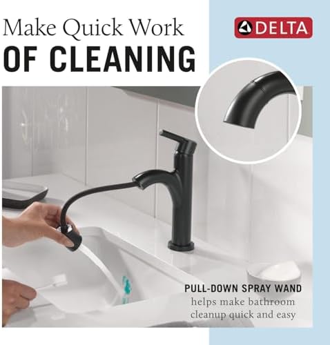 Alternative view of Nicoli 1 Delikli Mat Siyah Püskürtücülü Banyo Bataryası, Tek Delikli Banyo Lavabo Bataryası Makyaj için Püskürtücü, Push-Pop Tahliye, Mat Siyah 15749LF-BLPD