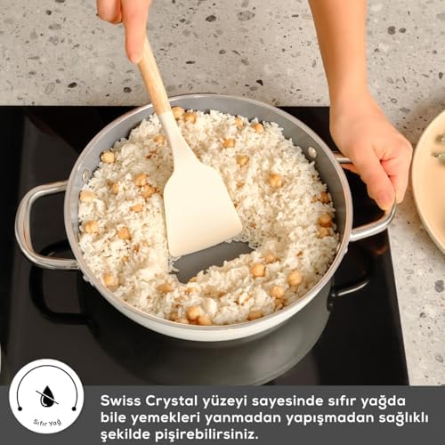 x Refika Birgül Crystal Creamy Metal Tava Sahan Set Cream