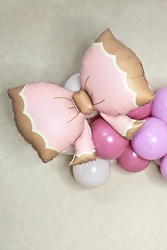 P.E.K. Büyük Retro Fiyonk Folyo Balon PEMBE Retro Renkler Fiyonk Şekilli Folyo Balon 60x90cm