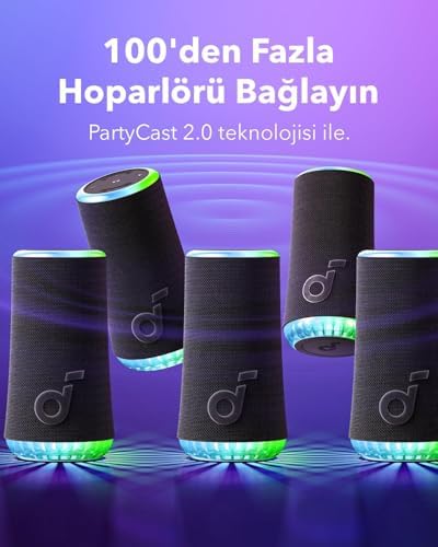 Alternative view of by Glow 30W, 30W 360° Ses, Senkronize Radyant Işık, 18 Saat Oynatma Süresi, Özelleştirilebilir EQ, Işık Gösterisi, IP67 Su Geçirmez, Glow Taşınabilir Hoparlör, Mavi