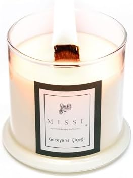 Alternative view of MİSSİ Üfleme Cam Ahşap Fitilli Geceyarısı Çiçeği Kokulu Vegan Mum (140 gr)