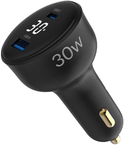 30W Led Ekranlı Type-C + USB-A Araç Şarj Aleti & & Tablet Araç içi Şarj Cihazı