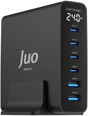 240W GaN PD 3.1 Masaüstü Hızlı Şarj Cihazı 4 Type-C + 2 USB-A & MacBook & Laptop Uyumlu Şarj Aleti