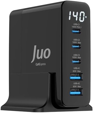 Alternative view of 140W GaN PD 3.1 Masaüstü Hızlı Şarj Cihazı 3 Type-C + 2 USB-A & MacBook & Laptop Uyumlu Şarj Aleti