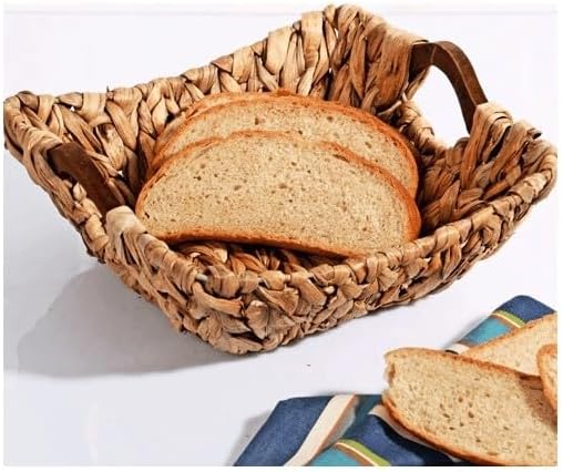 Alternative view of Kosova Wicker Serisi Bezli Kare Ahşap Kulplu Hasır Ekmek Sepeti