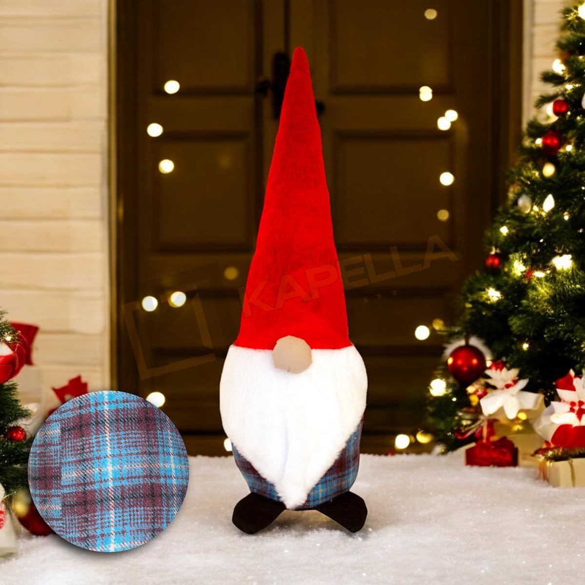 YILBAŞI NOEL BABA DEKORATİF BİBLO BORDO MAVİ EKOSE