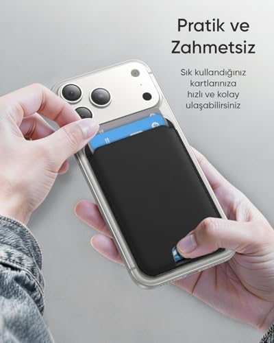 için ile Uyumlu Cüzdan Manyetik Kartlık Yenilenmiş V2 Güçlü Mıktanıs ile Süper Yapışma ve Sağlam Tutuş (Siyah, Modern)