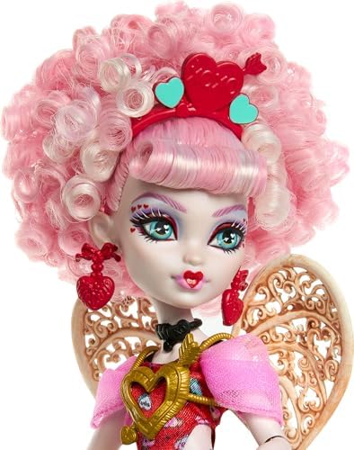 Alternative view of Pembe ve kırmızı parti elbisesi giyen Havalı Doğum Günü Cupid Asteria bebek ve davetiye, balon, hediye gibi temaya uygun aksesuarlar, JBG77