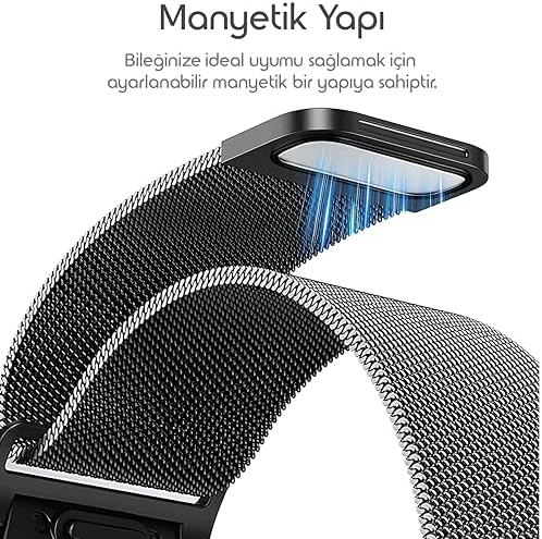 One Click 20mm Metal Hasır Kordon ile Uyumlu Galaxy FE/7/6/5/4 Serisi İçin Manyetik Tasarım Kayış (40mm/44mm) 6/4 (47/43/42mm) ve 5 Pro 45mm Uyumlu