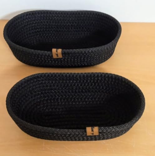 2'Lİ OVAL SEPET 25 * 15CM SİYAH EV HASIR JÜT ÇOK AMAÇLI HAVLU DÜZENLEYİCİ ORGANİZER