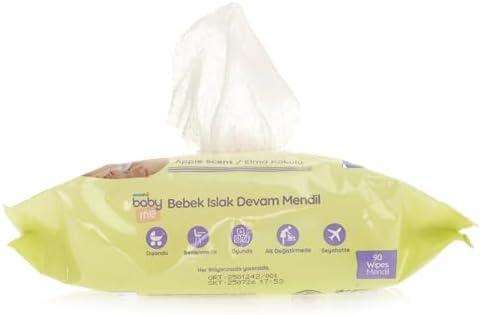 Alternative view of Elma Kokulu Islak Devam Mendili 3x90 Adet, bebek temizleme mendili, bebekler için ıslak mendil, alt temizleme mendili (Tekli (90 Adet))