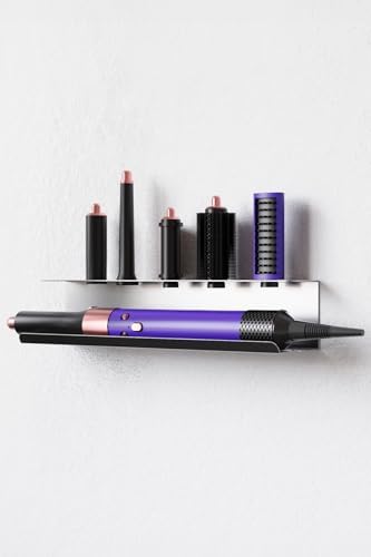 Paslanmaz Çelik Airwrap-Multistyler Uyumlu Aksesuar Standı - Yapışkanlı & Vidalı Fön Makinesi Askısı, Uyumlu Başlık ve Askılık