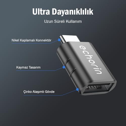 OTG Akıllı Giriş USB 3.0 to Type-C Dönüştürücü Adaptör Çevirici 5Gbps, 16, Pro, Pro Max, M2, M3, M4 MacBook Pro, Air, iPad Pro ve Galaxy S25, S24, S23 ve Tabletler ile Uyumlu