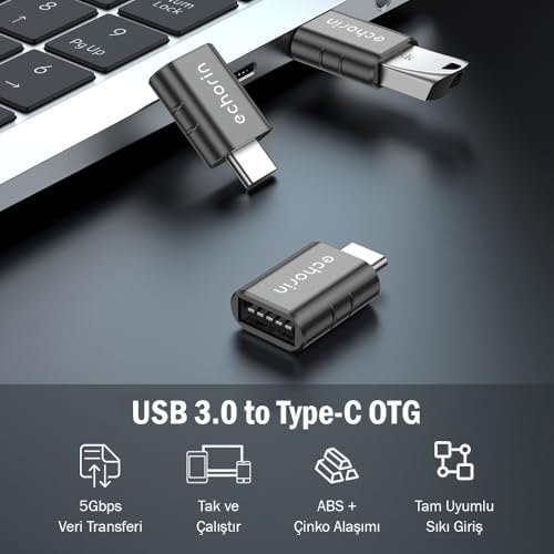 Alternative view of OTG Akıllı Giriş USB 3.0 to Type-C Dönüştürücü Adaptör Çevirici 5Gbps, 16, Pro, Pro Max, M2, M3, M4 MacBook Pro, Air, iPad Pro ve Galaxy S25, S24, S23 ve Tabletler ile Uyumlu