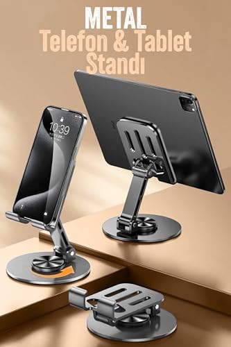 Telefon Tutucu Masaüstü Telefon Tablet Standı Yüksek Kalite Metal Katlanabilir 360 Dönen Ayarlı S013