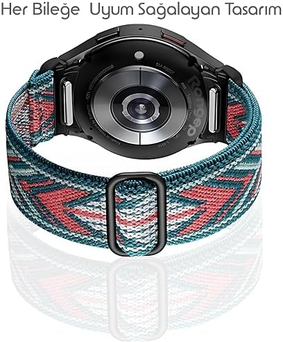 One-Click Elastik Serisi 20mm Kordon ile Uyumlu Galaxy 7/6/5/4/FE Serisi İçin Kumaş Kayış (40mm/44mm) 6/4 (47/43/42mm) ve 5 Pro 45mm Uyumlu