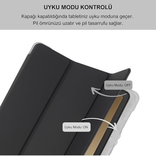 Alternative view of Galaxy Tab A9+ Plus 11 inç Uyumlu Smart Kılıf, S Pen Kalemlikli, Trifold, Esnek, Mat, Darbeye Tam Dayanıklı Tablet Kılıfı (Siyah)