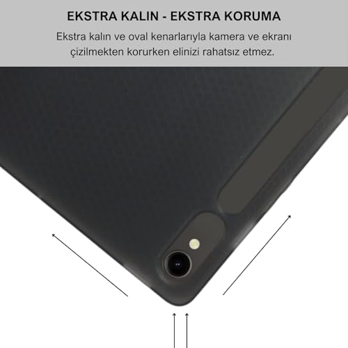 Alternative view of Galaxy Tab S9 FE 10.9 inç Uyumlu Smart Kılıf, S Pen Kalemlikli, Trifold, Esnek, Mat, Darbeye Tam Dayanıklı Tablet Kılıfı (Siyah)