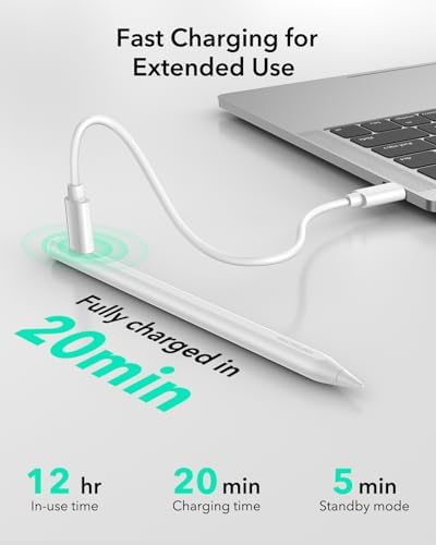 Alternative view of ESR iPad 2018-2024 ile uyumlu Pencil için Geo iPad Pencil Findmy, iPad Pro 12.9/13/11 ve Air 5/4/13/11 & 7/8/9/10 ve Mini 5/6/7, Beyaz