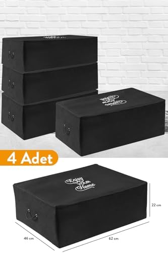 4 Adet - Büyük Boy Altı Siyah Hurç 62 X 46 X 22 Cm