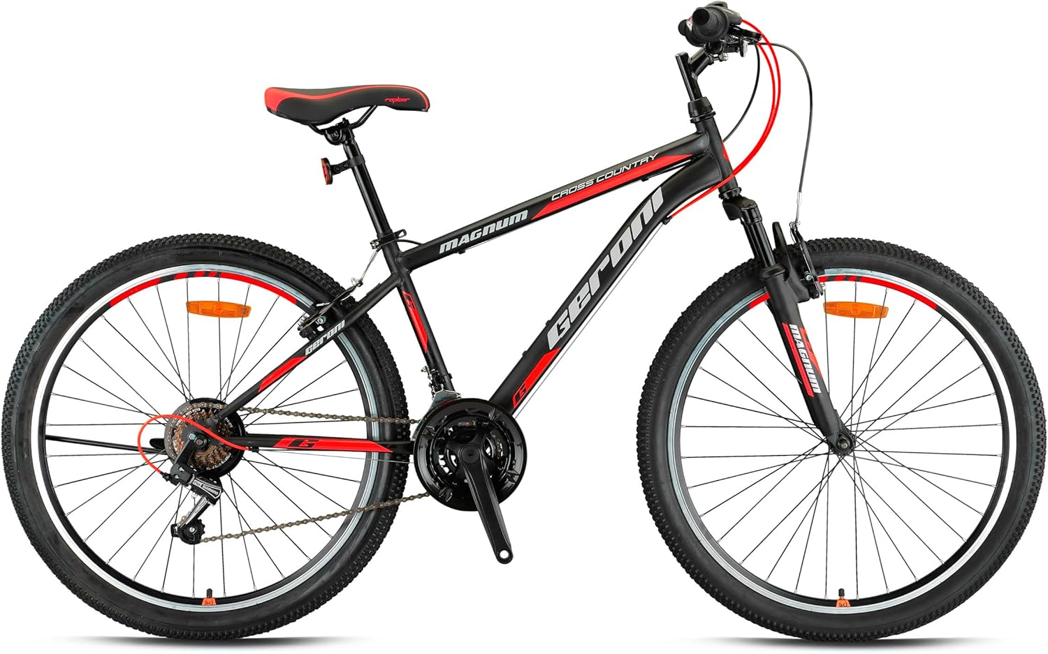Geroni MAGNUM - 24" - MTB - 14' - 21 Vites - V.B - Mat Siyah-Kırmızı/Gri