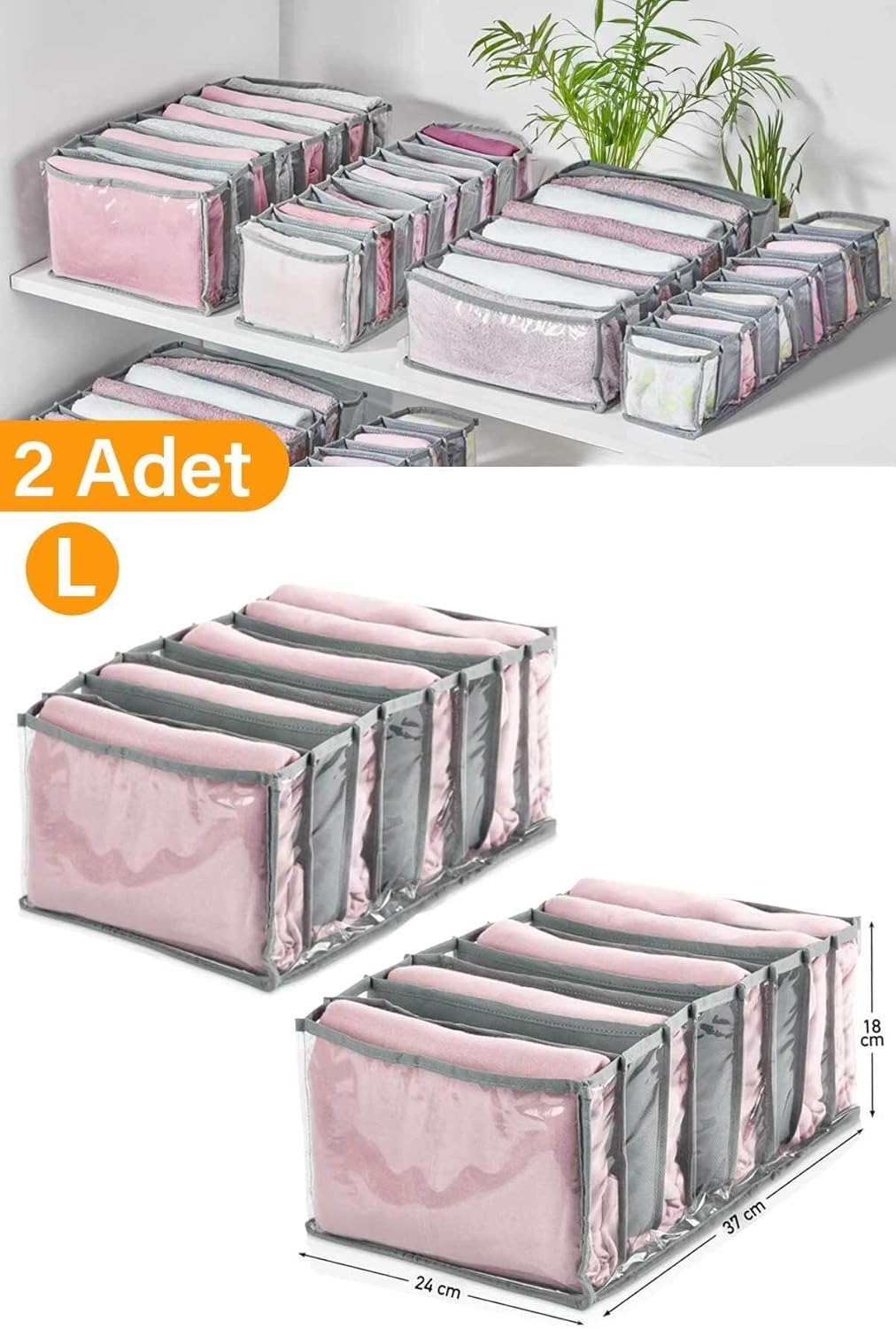 Alternative view of 2 Adet - 8 Gözlü Şeffaf Çekmece Içi Düzenleyici Organizer – Large