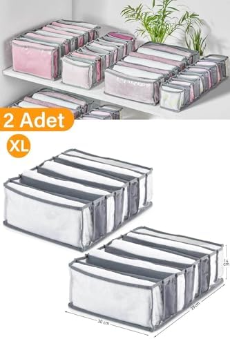 2 Adet - 8 Gözlü Şeffaf Çekmece Içi Düzenleyici Organizer – Xlarge