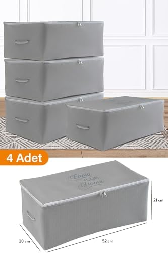 4 Adet - Küçük Boy Baskı Detaylı Hurç 52 X 28 X 21 Cm