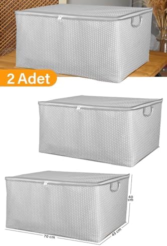 Alternative view of 2 Adet - Maxi Boy Gri Benekli Yastık/Battaniye Hurcu - 70X45X40 Cm