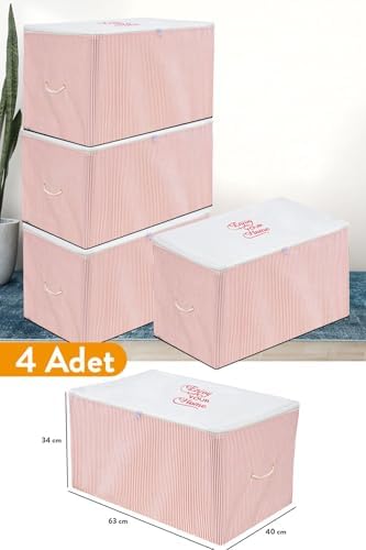 Alternative view of 4 Adet - Orta Boy Pembe Çizgili Hurç 63 X 40 X 34 Cm
