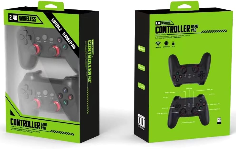 Alternative view of Çift Josystick 2.4G Kablosuz Oyun Kolu PC Uyumlu Pilli Joystick GamePad USB Dongle Bağlantı Kaymaz Tasarım 0019 Siyah (0019 - Çiftli Siyah)