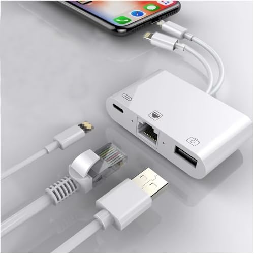 Alternative view of 3 in1 şarj adaptörü Lightning Type-C Girişini Kamera Fotoğraf Makinesi Lan Ethernet Girişine Çevirici Dönüştürücü Tip-C girişli İphone ile Uyumlu ZR814