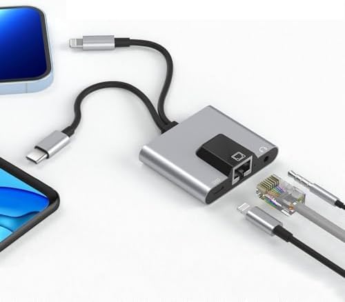 3 in 1 arada iphone ile Uyumlu Lightning/Type-C - Ethernet Adaptörü - Telefon/Tablet Ethernet LAN Ağ Adaptörü, Adaptörü Tak ve Çalıştır Zr815