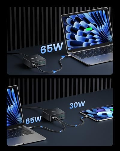Alternative view of 160W 3*Type-C ve 3*USB-A 6 Portlu Şarj Cihazı Laptop Uyumlu GaN Masaüstü Şarj İstasyonu