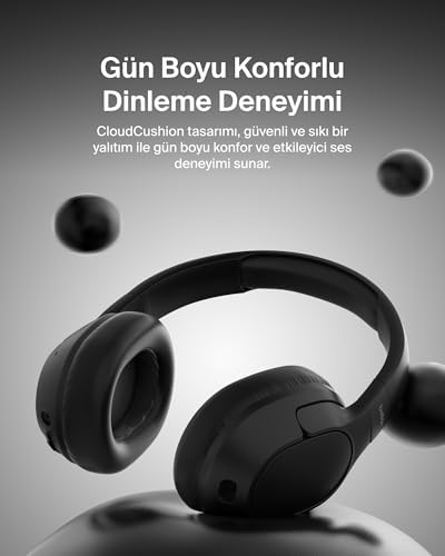 Alternative view of SoundForm Isolate Gürültü Önleyici Kablosuz Kulaklık (Siyah) – Mikrofonlu, 60 Saat Pil, Derin Bas, Konforlu CloudCushion Kulaklık, Seyahat ve Ofis için