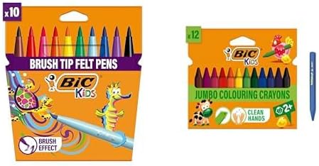 BIC Kids Visaquarelle Fırça Uçlu Boya ve Plastidecor Pastel Boya Seti (10'lu + 12'li)