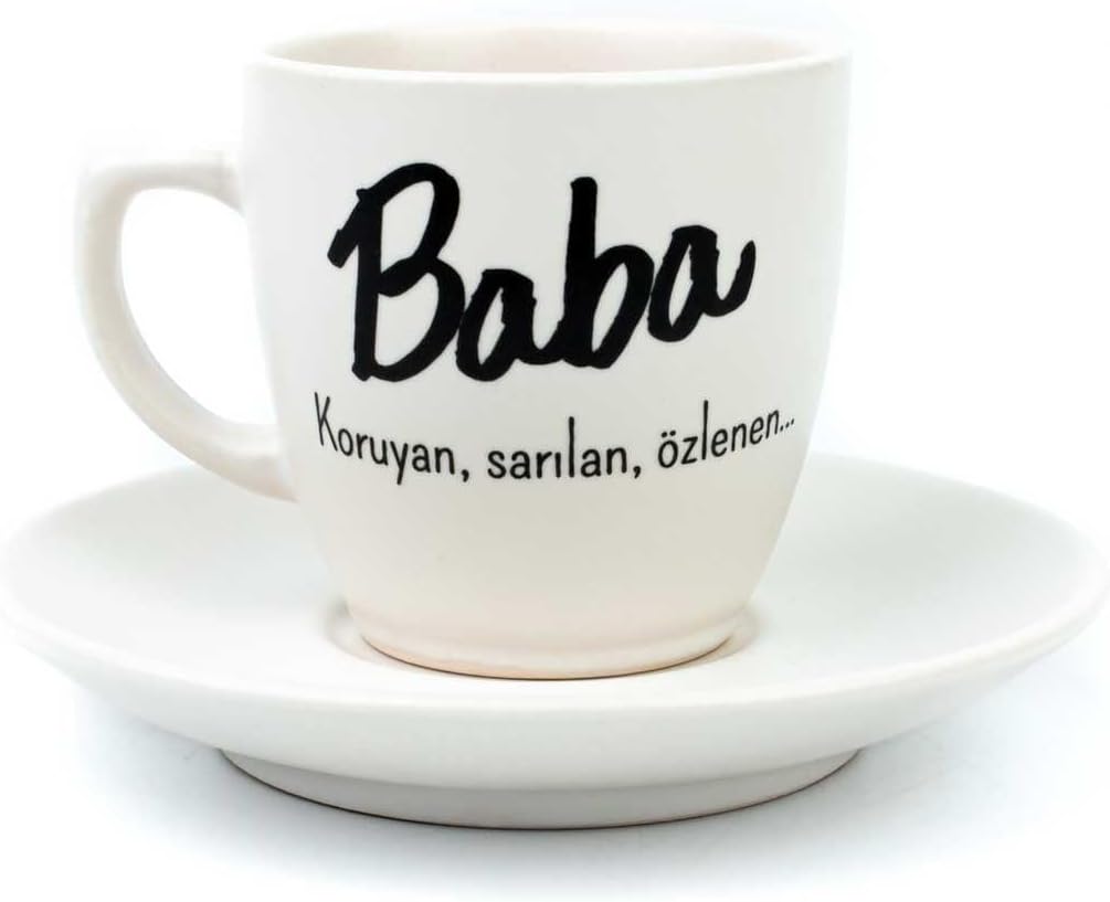 PALTO TASARIM Baba Krem Türk Kahvesi Fincanı - Hediye Seramik Türk Kahvesi Fincanı