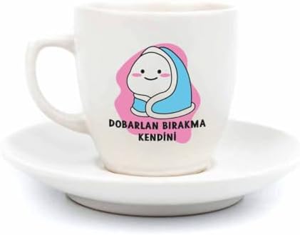 PALTO TASARIM Bırakma Kendini Krem Türk Kahvesi Fincanı - Hediye Seramik Türk Kahvesi Fincanı