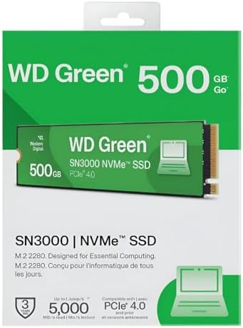 Digital Green SN3000 NVMe 500 GB (5.000 MB/sn'ye kadar okuma 4.000 MB/sn'ye kadar yazma) - WDS500G4G0E