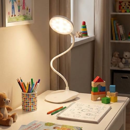 Alternative view of LED Şarjlı, 3 Kademe Dokunmatik Parlaklık Ayarlı, 4000K Renkli Çocuk ve Çalışma Masası İçin Esnek Gövdeli Masa Lambası (Model 1)