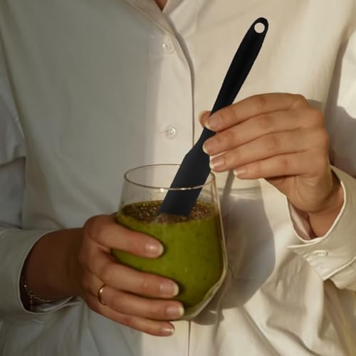 Silikon Tereyağı ve Krema Spatulası, Kek Spatulası, 5 Farklı Renk Seçeneği (Siyah)
