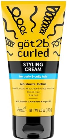 Got2b Kıvrılmış Şekillendirici Krem, 6 oz, tip 3-4, kıvırcık ve kıvırcık saçlar için, yoğun nem isteyen bukleler için iyi, kabarmayı yumuşatır, yumuşak his