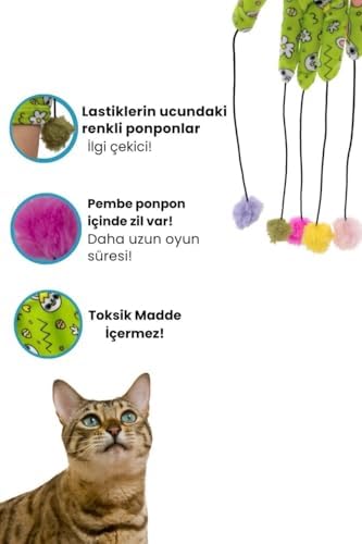 Alternative view of Miyav Sihirli Eldiven ve Elastik Kedi Oltası Çıngıraklı İpli Kedi Oyuncağı